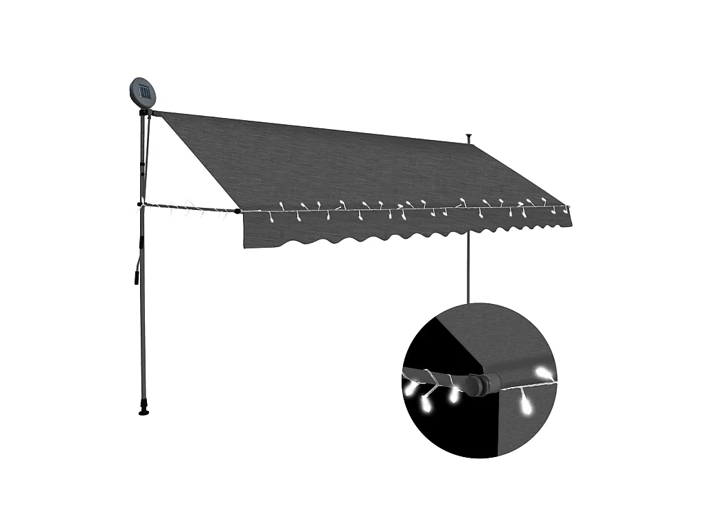 Auvent manuel rétractable avec LED 350 cm Anthracite WVGQ8594
