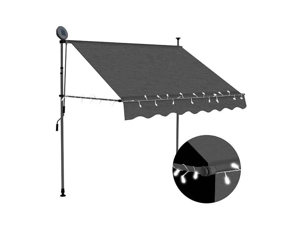 Auvent manuel rétractable avec LED 150 cm Anthracite WVGQ9252