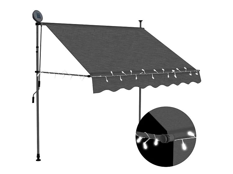 Toldo manual retráctil con LED gris antracita 150 cm ES89636