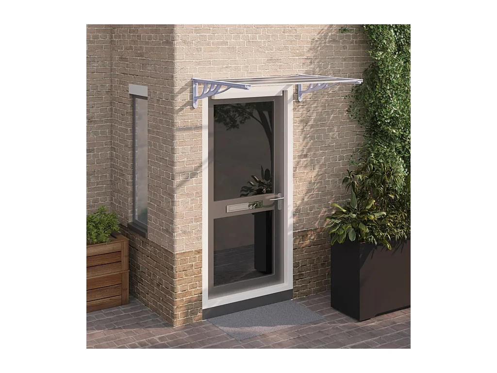 Auvent de porte Gris et transparent 122x90 cm Polycarbonate WVGQ4004