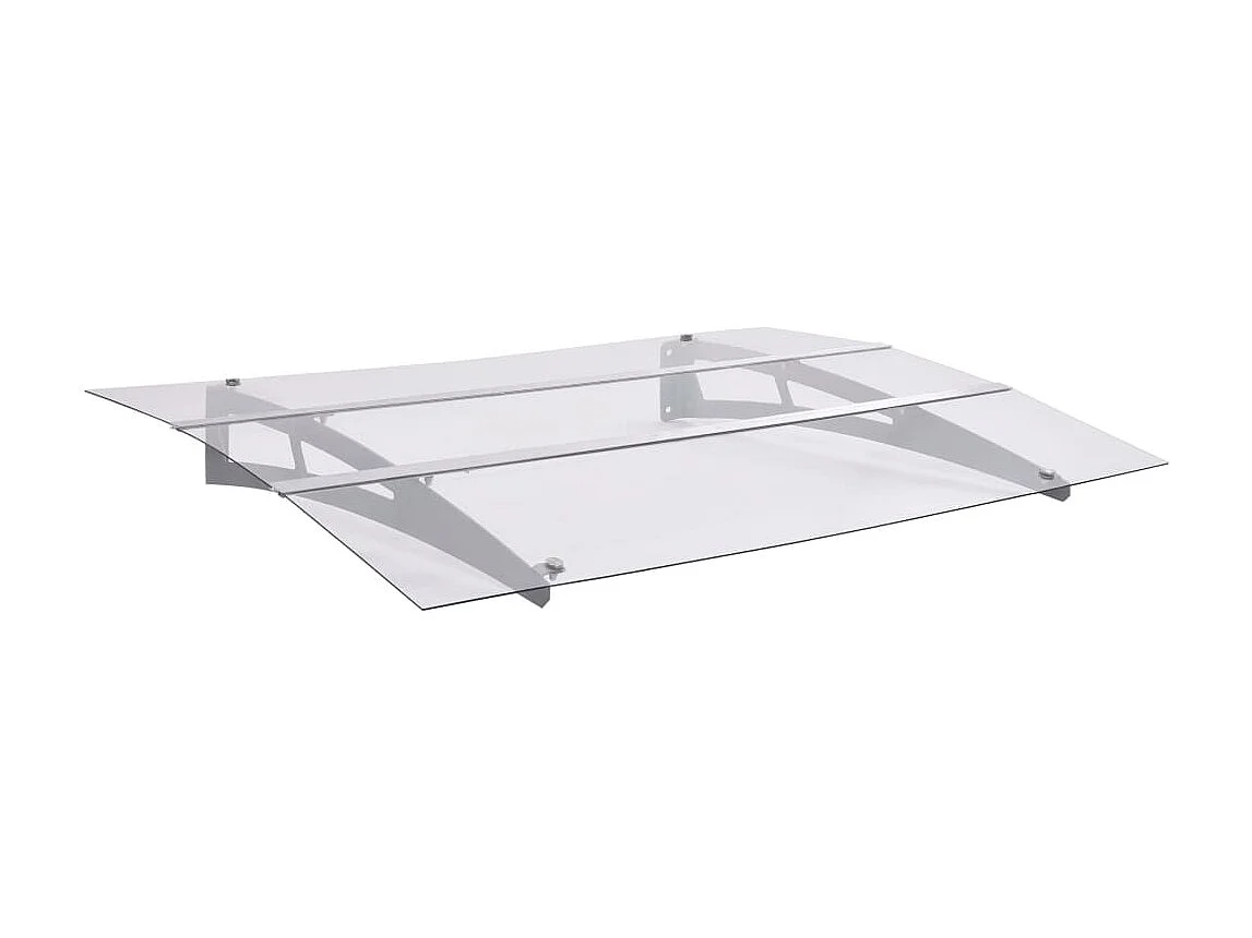 Marquesina puerta policarbonato plata y transparente 120x90 cm ES56893