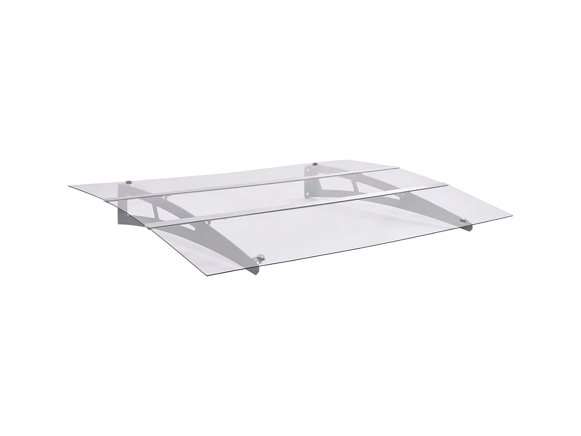 Auvent de porte argenté et transparent 120x90 cm polycarbonate   WVGQ4228
