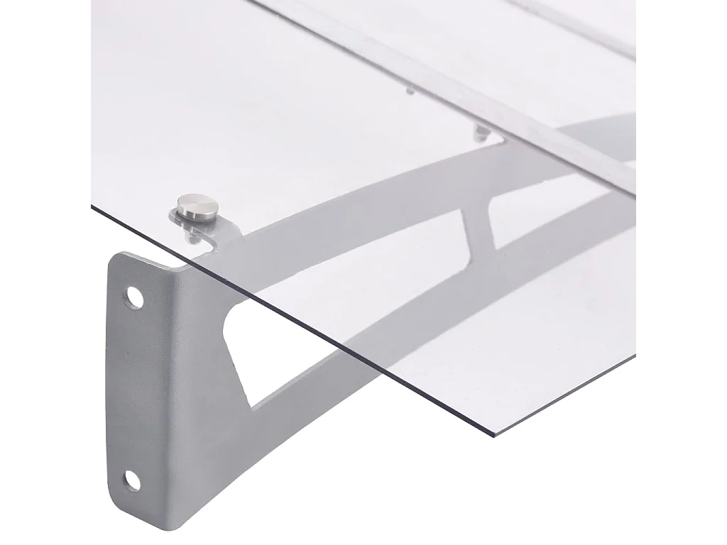 Auvent de porte argenté et transparent 120x90 cm polycarbonate   WVGQ4228
