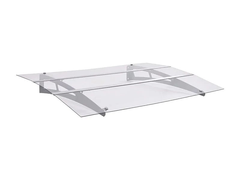 Marquesina puerta policarbonato plata y transparente 120x90 cm ES56893