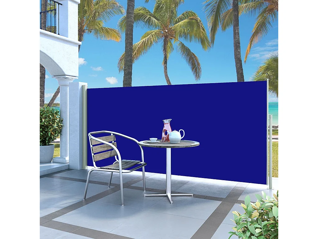 Auvent latéral rétractable 140 x 300 cm Bleu WVGQ6609