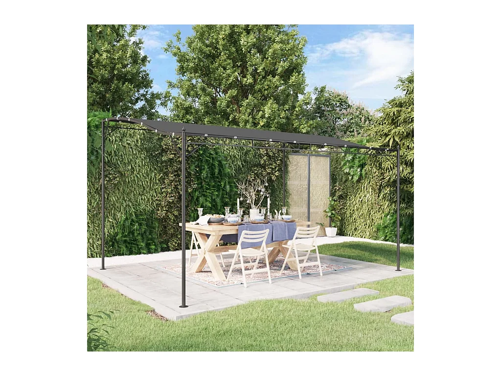 Auvent anthracite 4x3 m 180 g/m² tissu et acier WVGQ8212