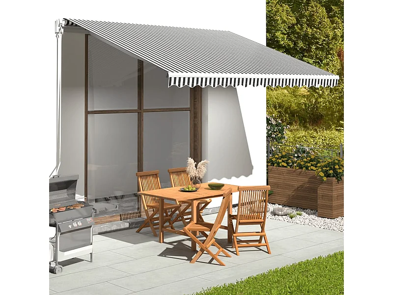 Tissu de remplacement pour auvent Anthracite et blanc 4x3 m WVGQ7402