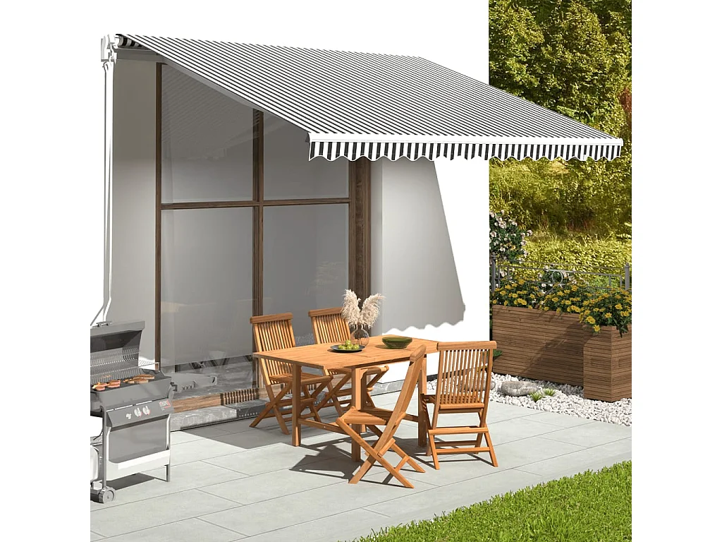 Tela de repuesto para toldo gris antracita y blanco 4x3 m ES63256