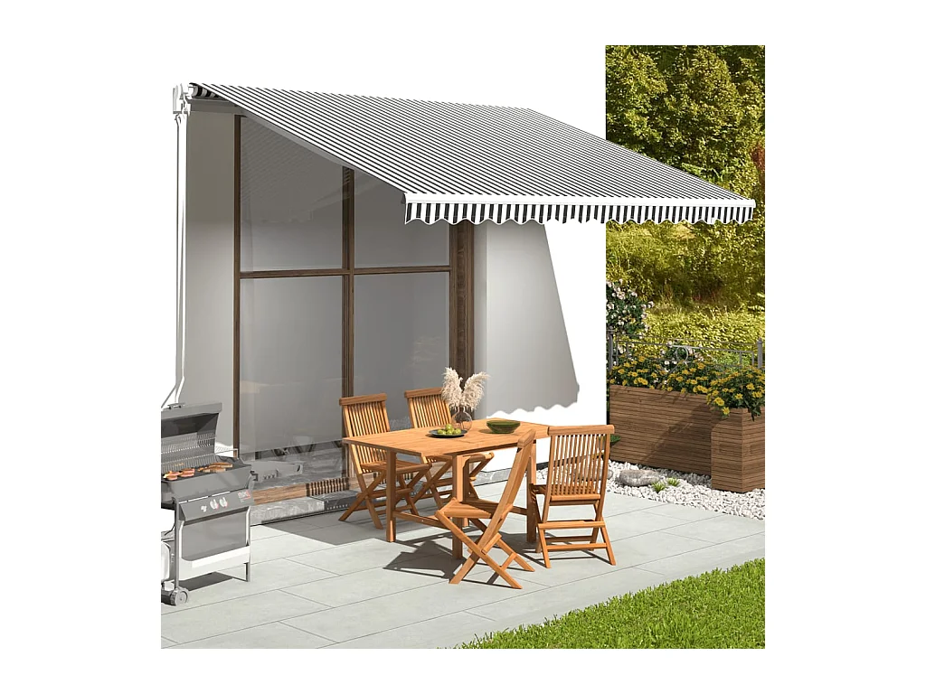 Tissu de remplacement pour auvent Anthracite et blanc 4x3 m WVGQ7402