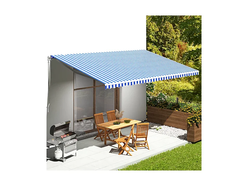 Tissu de remplacement pour auvent Bleu et blanc 6x3,5 m WVGQ5306