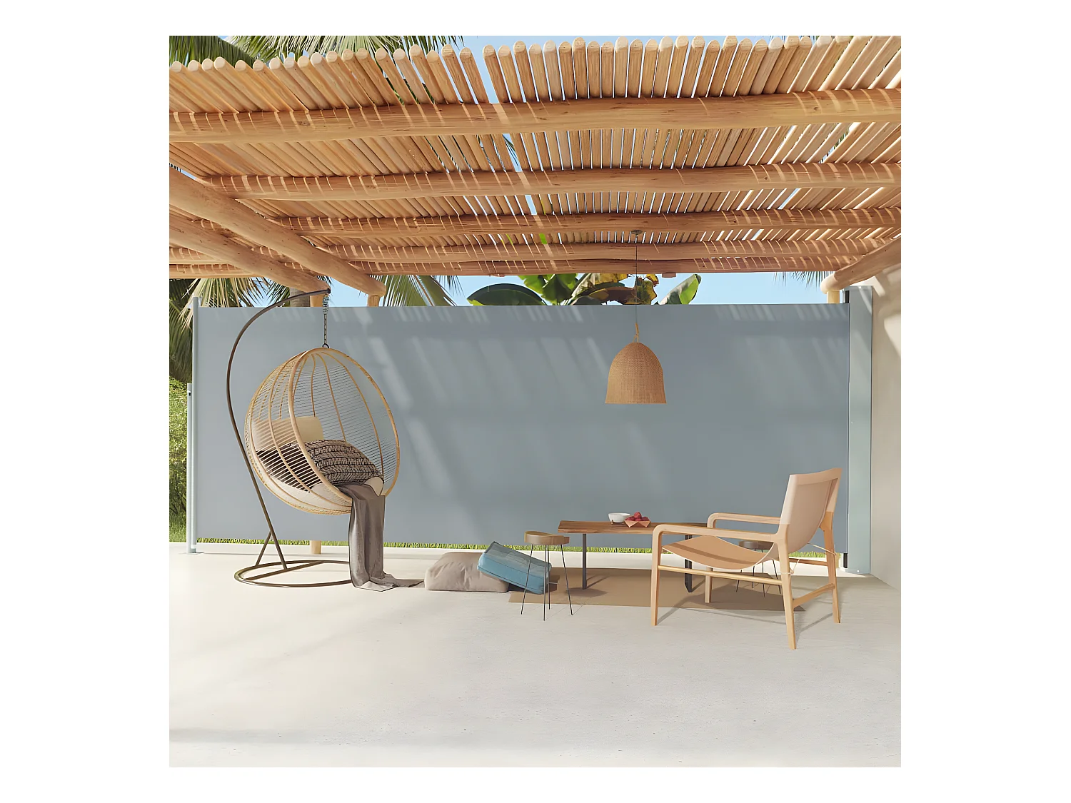 Auvent latéral rétractable de patio 200x600 cm Gris WVGQ7204