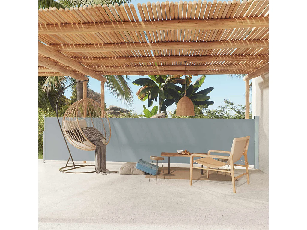 Toldo lateral retráctil de jardín gris 117x600 cm ES53436