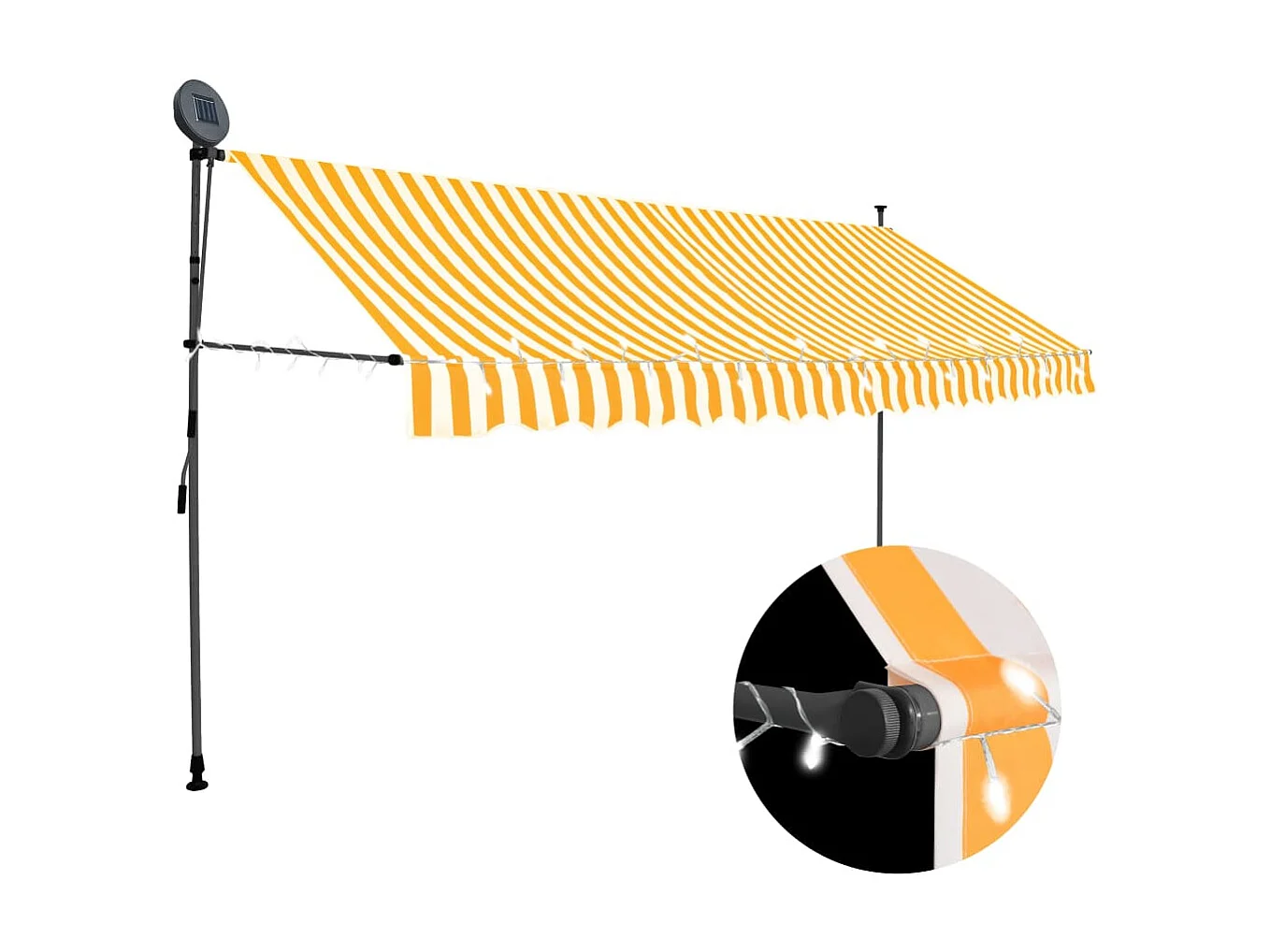 Auvent manuel rétractable avec LED 400 cm Blanc et orange WVGQ3989