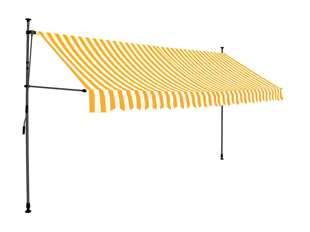 Auvent manuel rétractable avec LED 400 cm Blanc et orange WVGQ3989