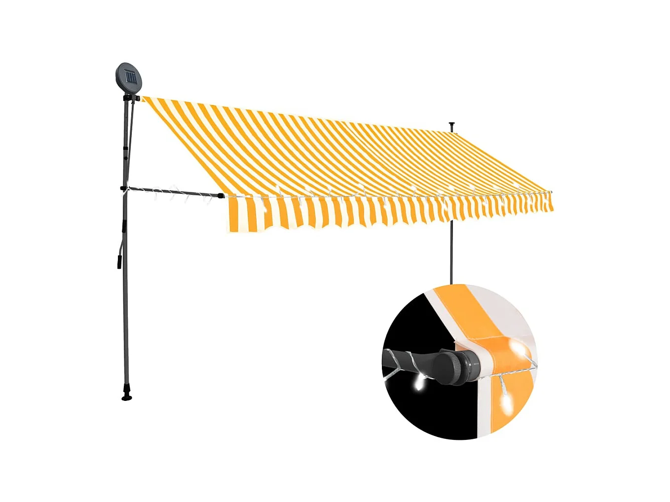 Auvent manuel rétractable avec LED 400 cm Blanc et orange WVGQ3989
