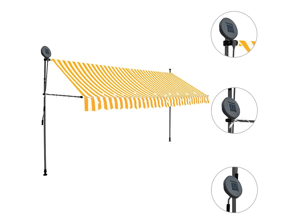 Luifel handmatig uitschuifbaar met LED 400 cm wit en oranje NL475123