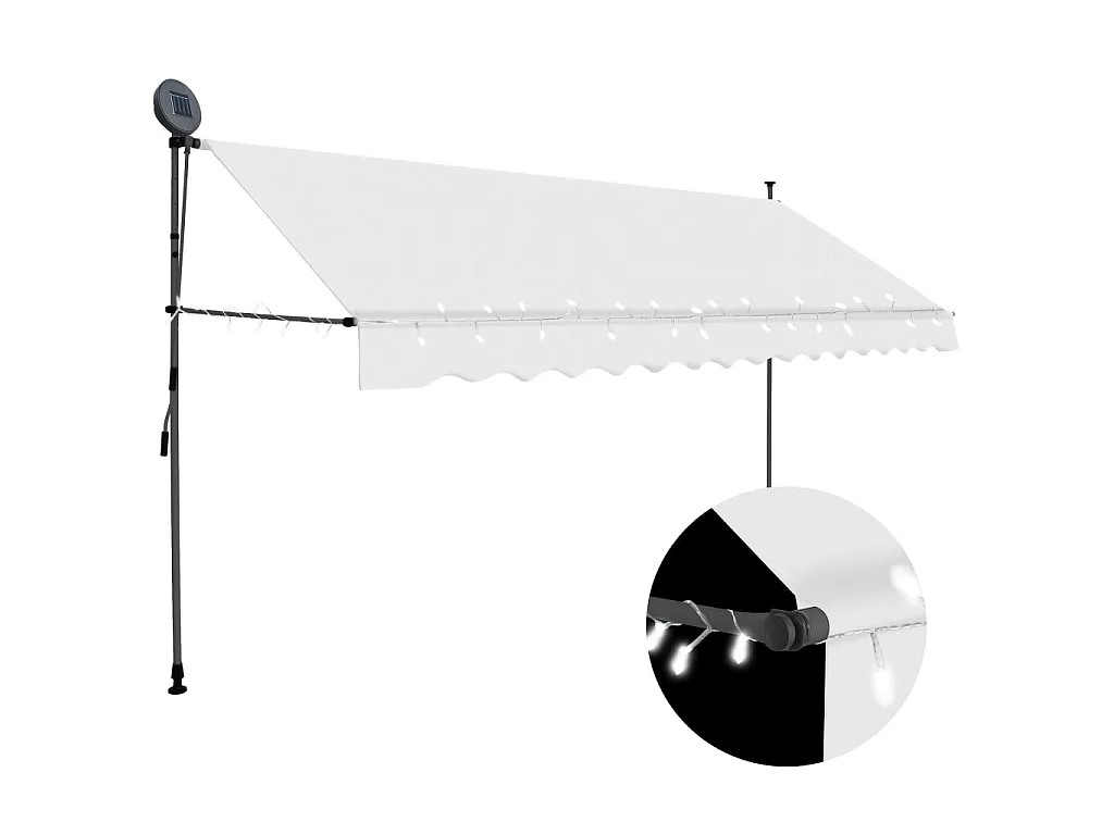 Auvent manuel rétractable avec LED 400 cm Crème WVGQ4077