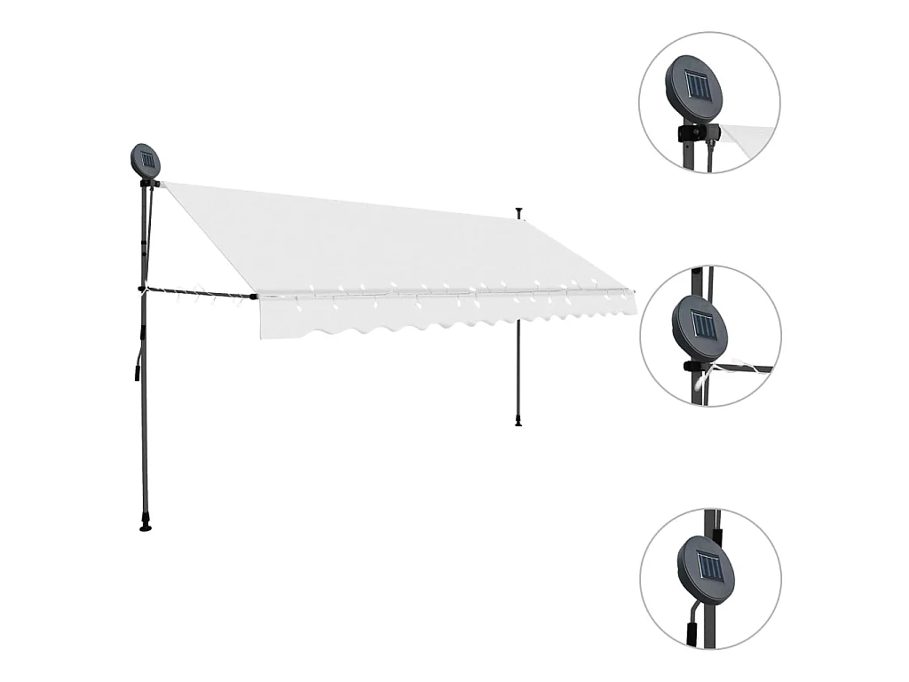Auvent manuel rétractable avec LED 400 cm Crème WVGQ4077