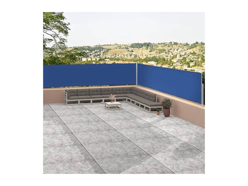 Auvent latéral rétractable Bleu 117x1200 cm WVGQ2404