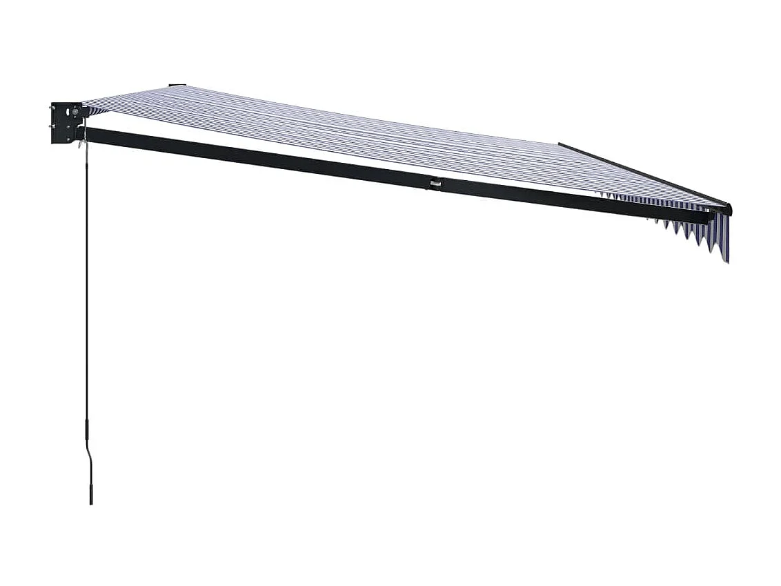 Auvent rétractable bleu et blanc 5x3 m tissu et aluminium WVGQ1985