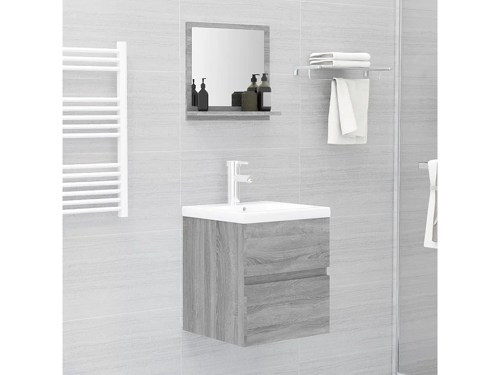 Miroir de bain Sonoma gris 40x10,5x37 cm Bois d'ingénierie WVGQ9965