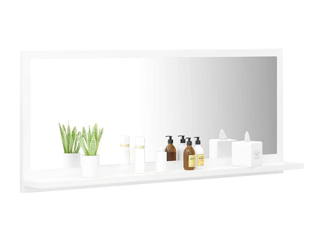 Espejo de baño madera contrachapada blanco 90x10,5x37 cm ES706876