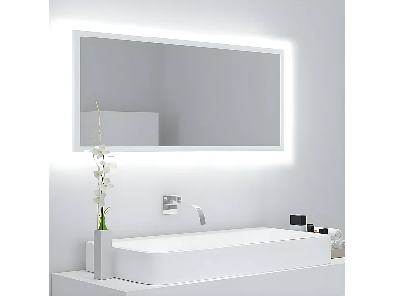 Espelho de casa de banho LED 100x8,5x37 cm acrílico branco PT742126