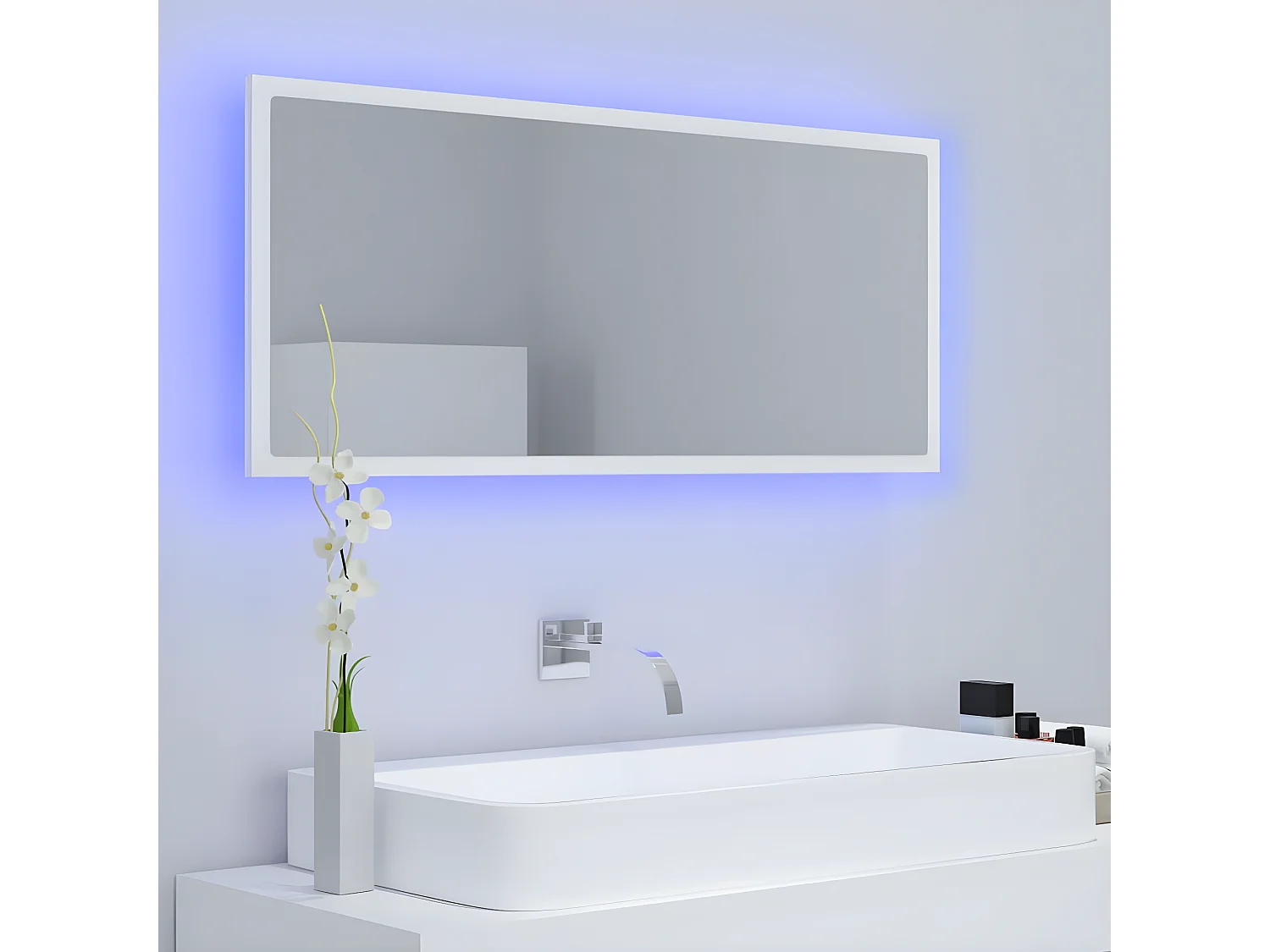 Miroir à LED de salle de bain Blanc 100x8,5x37 cm Acrylique WVGQ8136