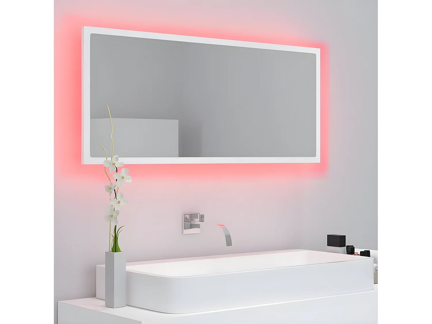 Miroir à LED de salle de bain Blanc 100x8,5x37 cm Acrylique WVGQ8136