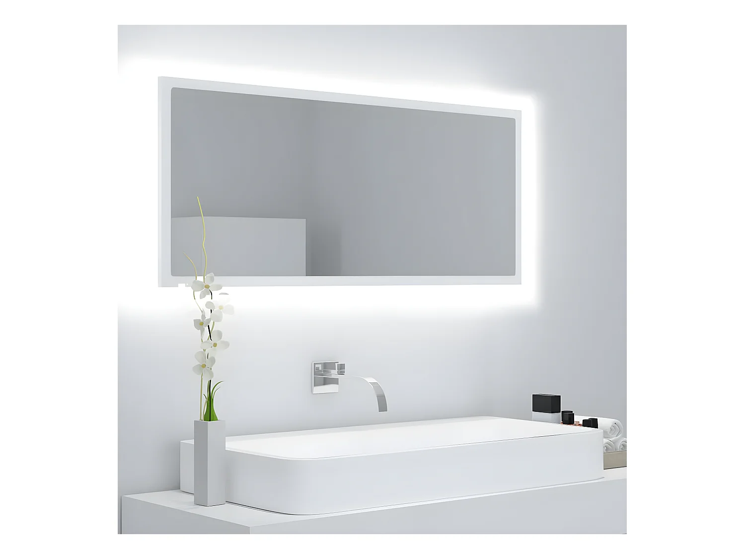 Miroir à LED de salle de bain Blanc 100x8,5x37 cm Acrylique WVGQ8136