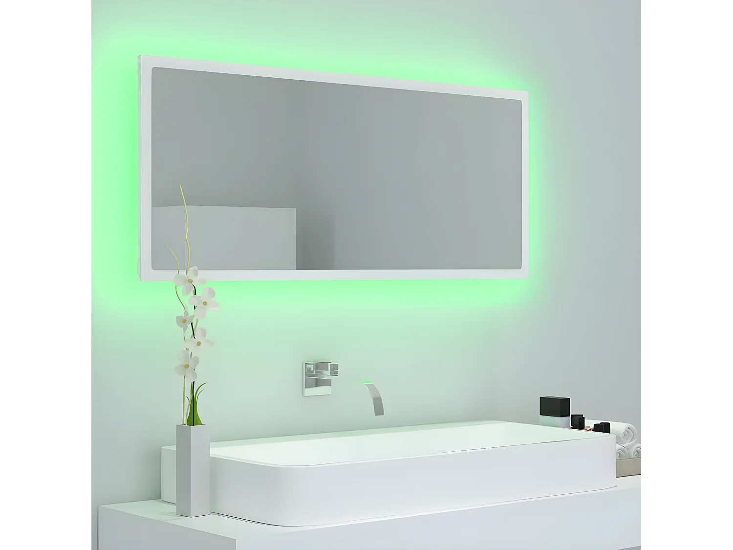 Miroir à LED de salle de bain Blanc 100x8,5x37 cm Acrylique WVGQ8136