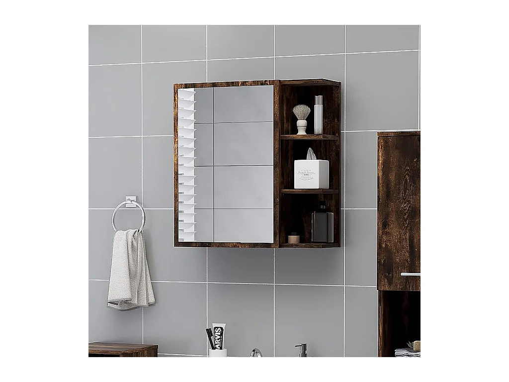 Miroir de salle de bain Chêne fumé 62,5x20,5x64 cm QO1294