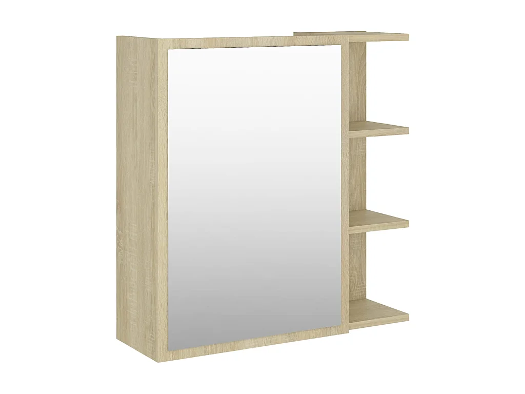 Miroir de bain Chêne sonoma 62,5x20,5x64 cm Aggloméré WVGQ2239