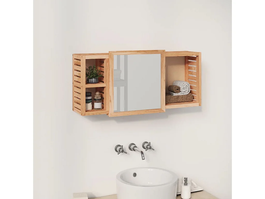 Spiegelkast 80x17x34 cm massief walnotenhout NL702630