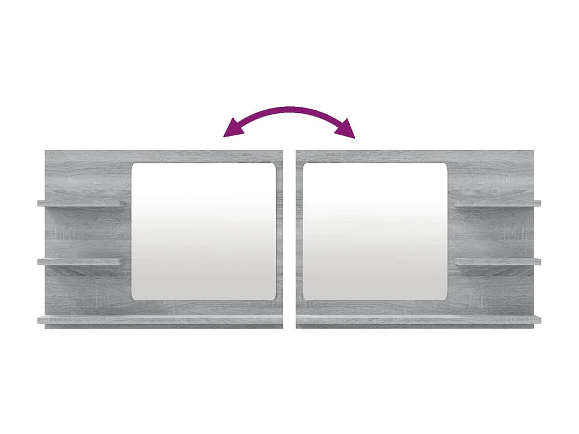 Miroir de bain Sonoma gris 60x10,5x45 cm Bois d'ingénierie WVGQ5798