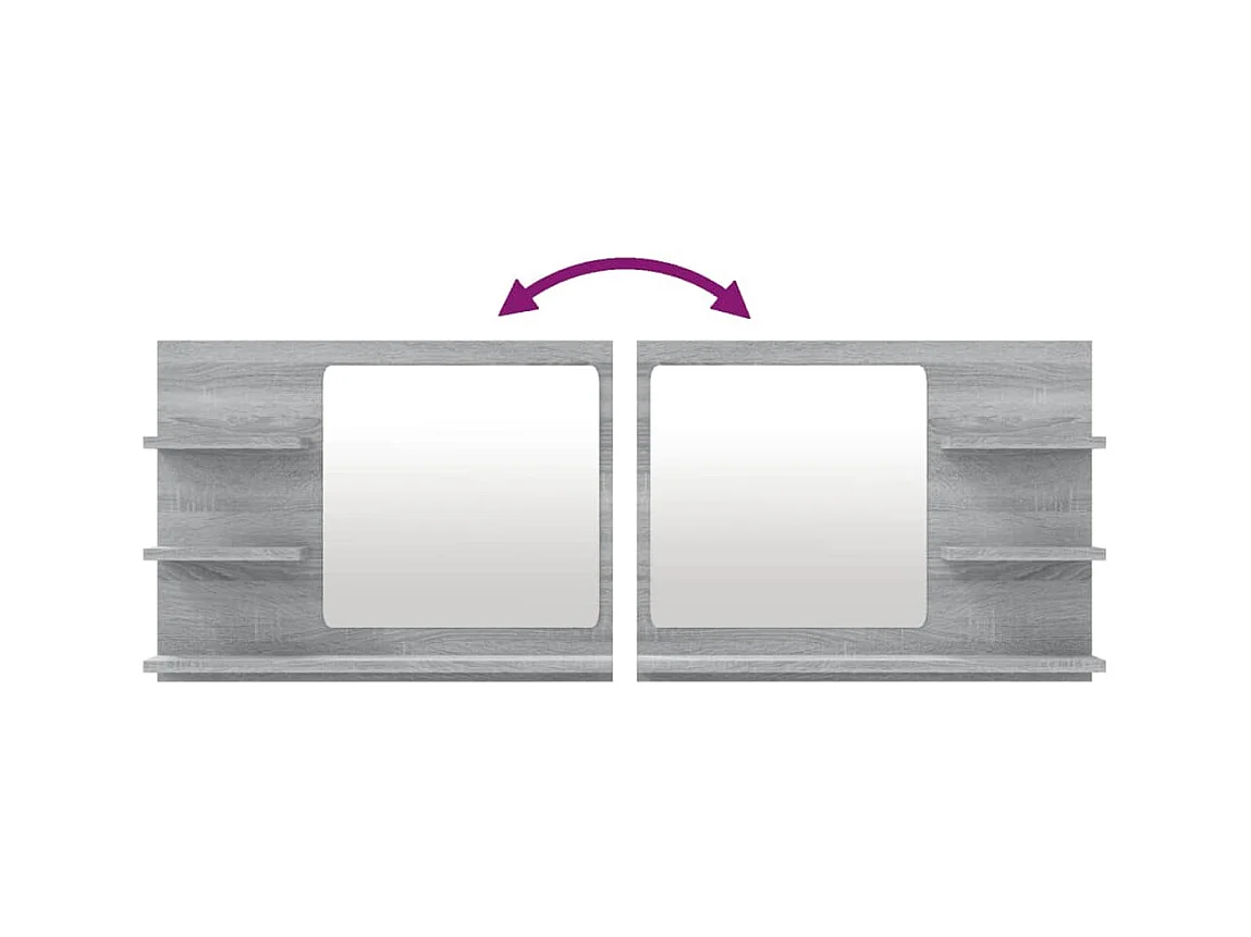 Espejo de baño madera contrachapada gris Sonoma 60x10,5x45 cm ES394220