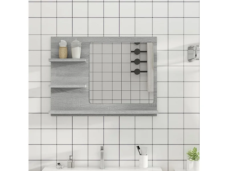 Espelho WC 60x10,5x45 cm derivados de madeira cinzento sonoma PT974085