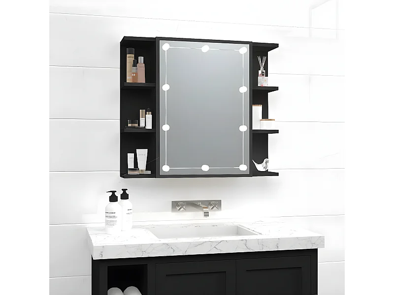 Miroir avec LED noir 70x16,5x60 cm WVGQ1404