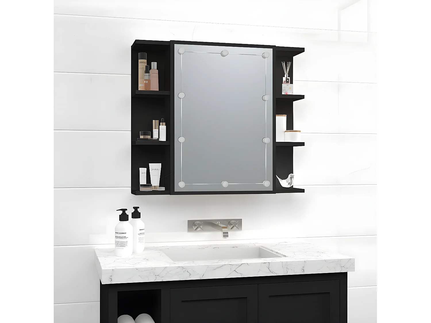 Miroir avec LED noir 70x16,5x60 cm WVGQ1404