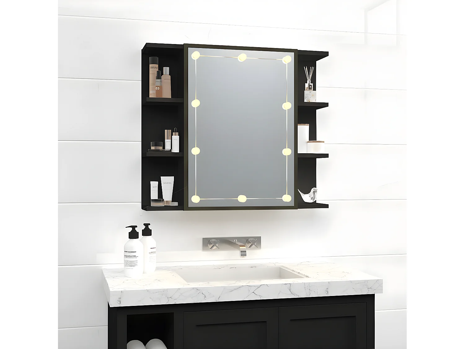Miroir avec LED noir 70x16,5x60 cm WVGQ1404