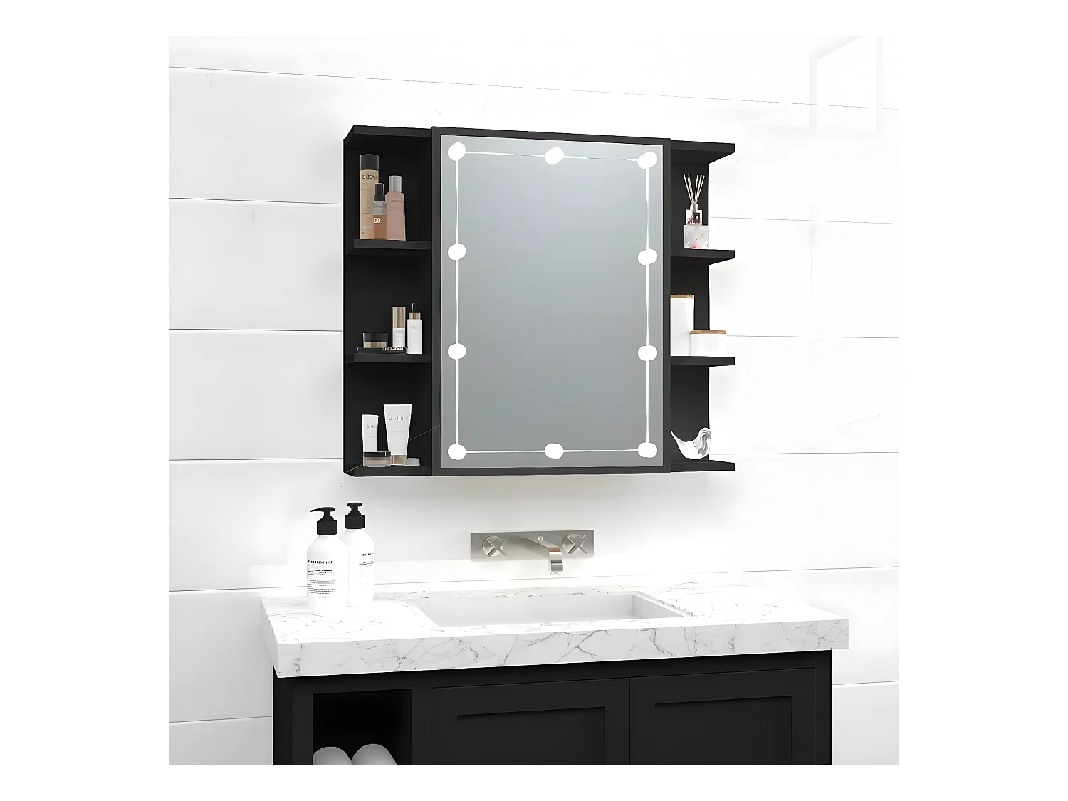 Miroir avec LED noir 70x16,5x60 cm WVGQ1404