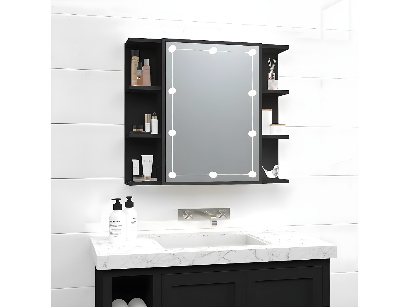 Mueble Espejo Baño VidaXL Mueble Con Espejo Y LED BaÃ±o Corredor