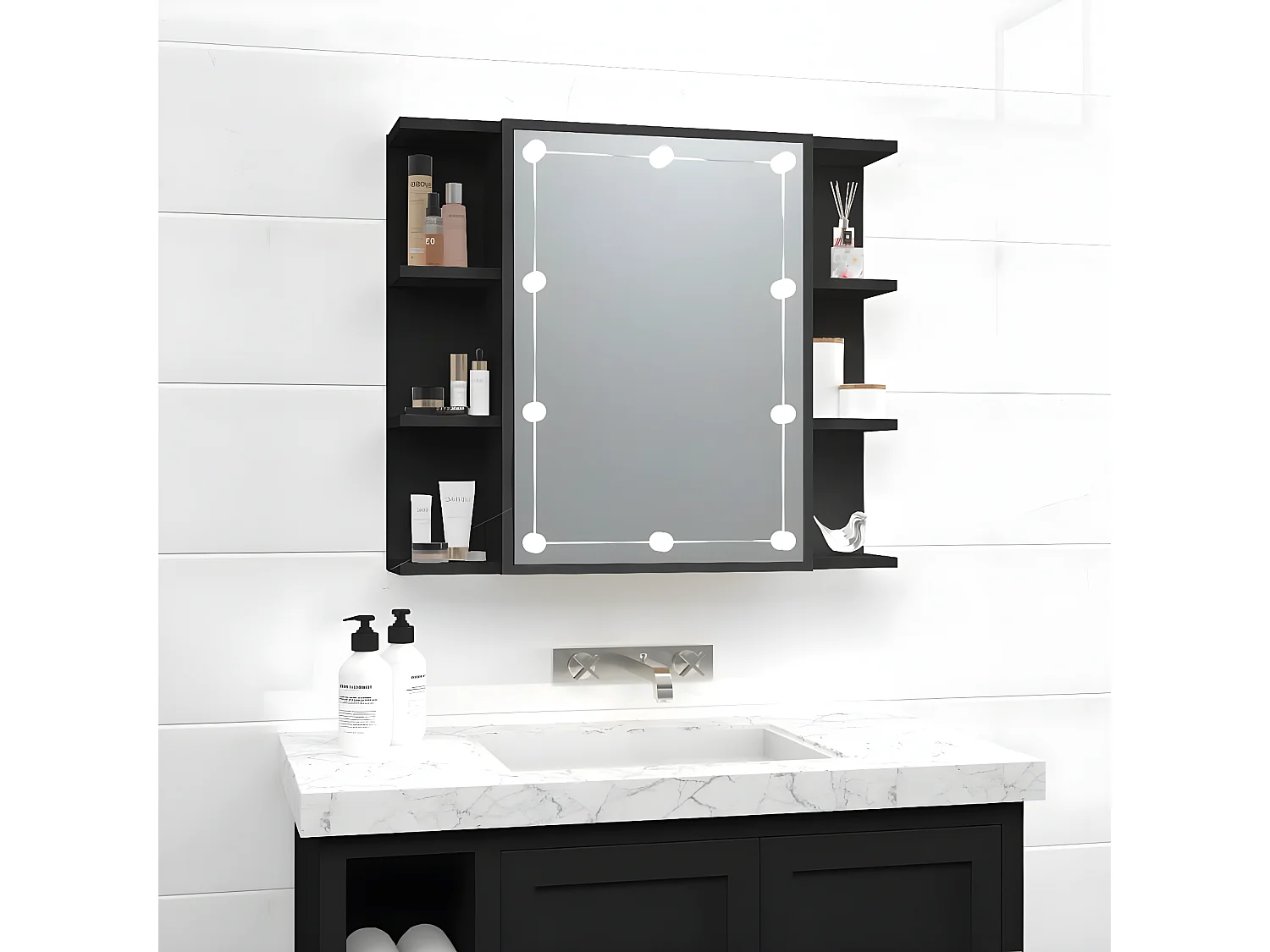 Miroir avec LED noir 70x16,5x60 cm WVGQ1404