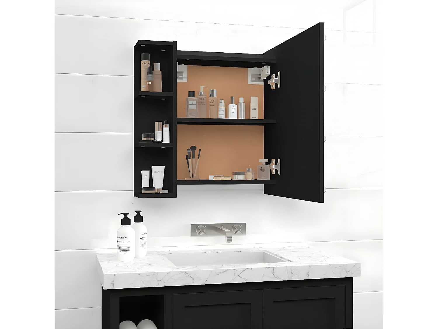 Miroir avec LED noir 70x16,5x60 cm WVGQ1404