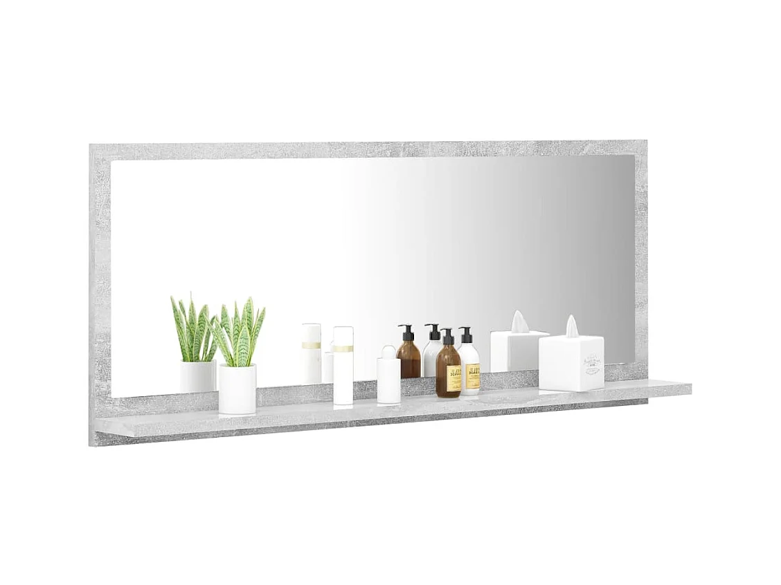 Espejo de baño madera contrachapada gris hormigón 90x10,5x37 cm ES755948