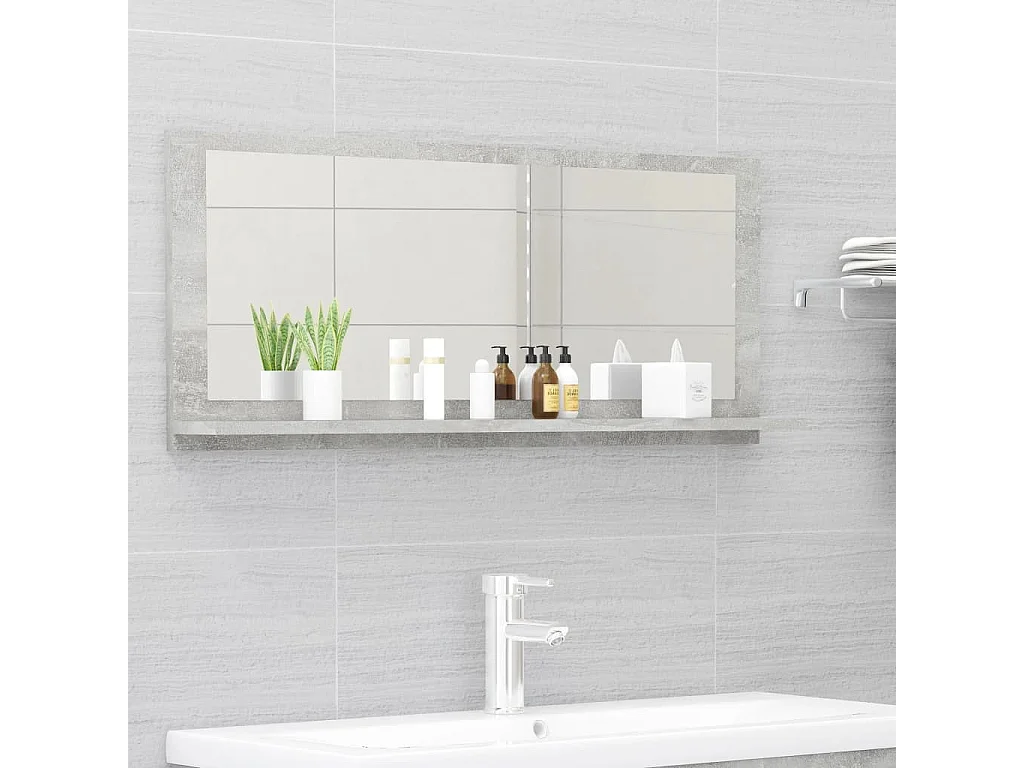Miroir de salle de bain Gris béton 90x10,5x37 cm Aggloméré QO6312