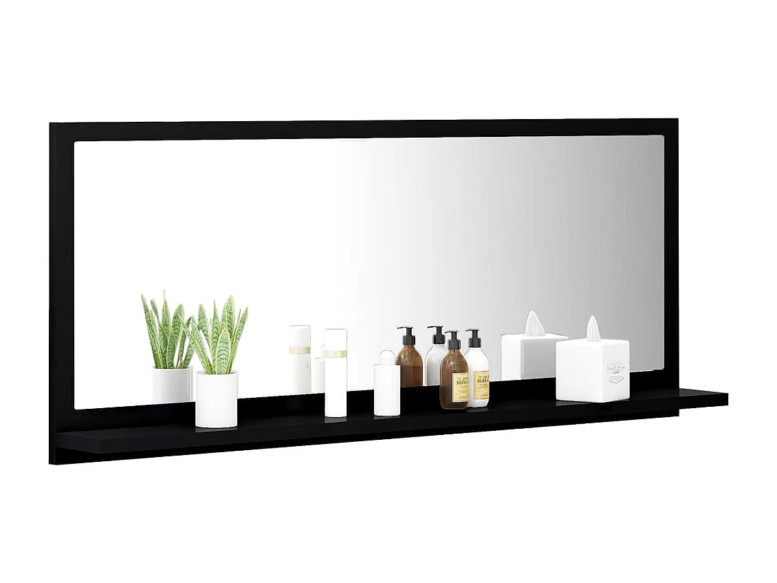 Miroir de salle de bain Noir 90x10,5x37 cm Aggloméré QO9028