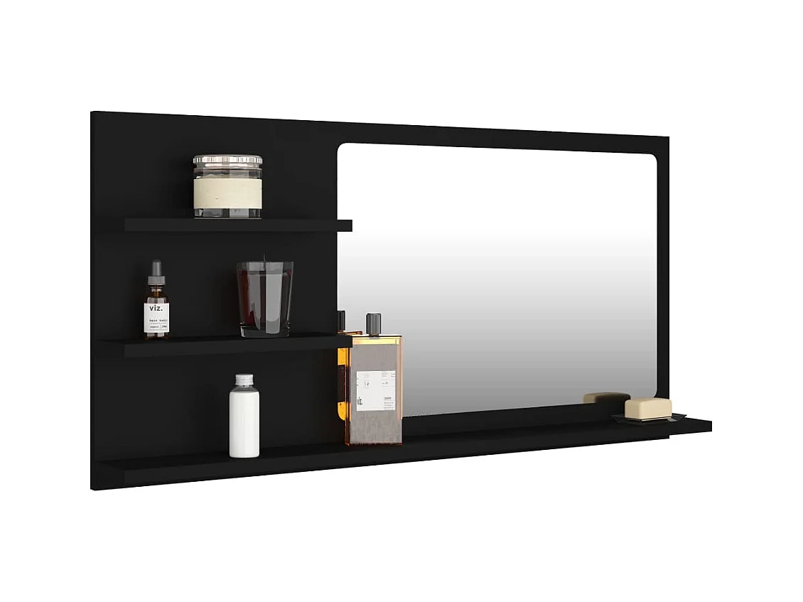 Badkamerspiegel 90x10,5x45 cm bewerkt hout zwart NL590515