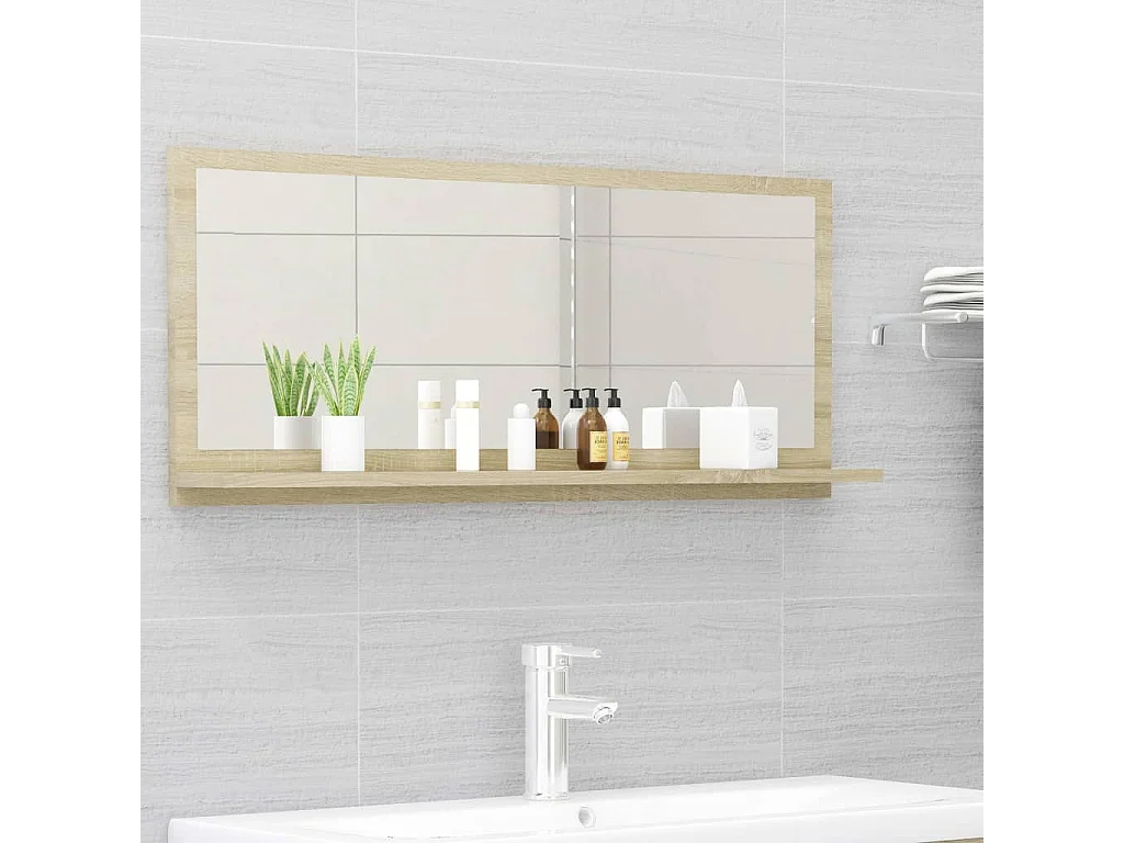 Miroir de salle de bain Chêne sonoma 90x10,5x37 cm Aggloméré QO7531