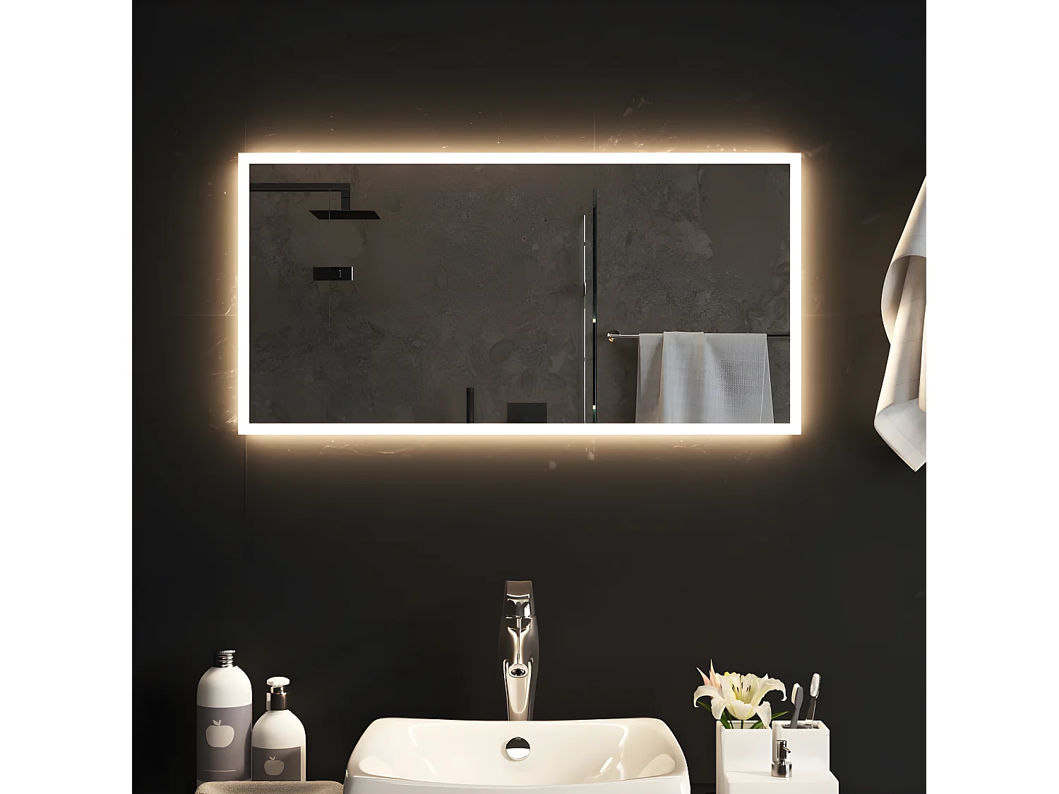 Miroir de salle de bain à LED 80x40 cm PQG6842